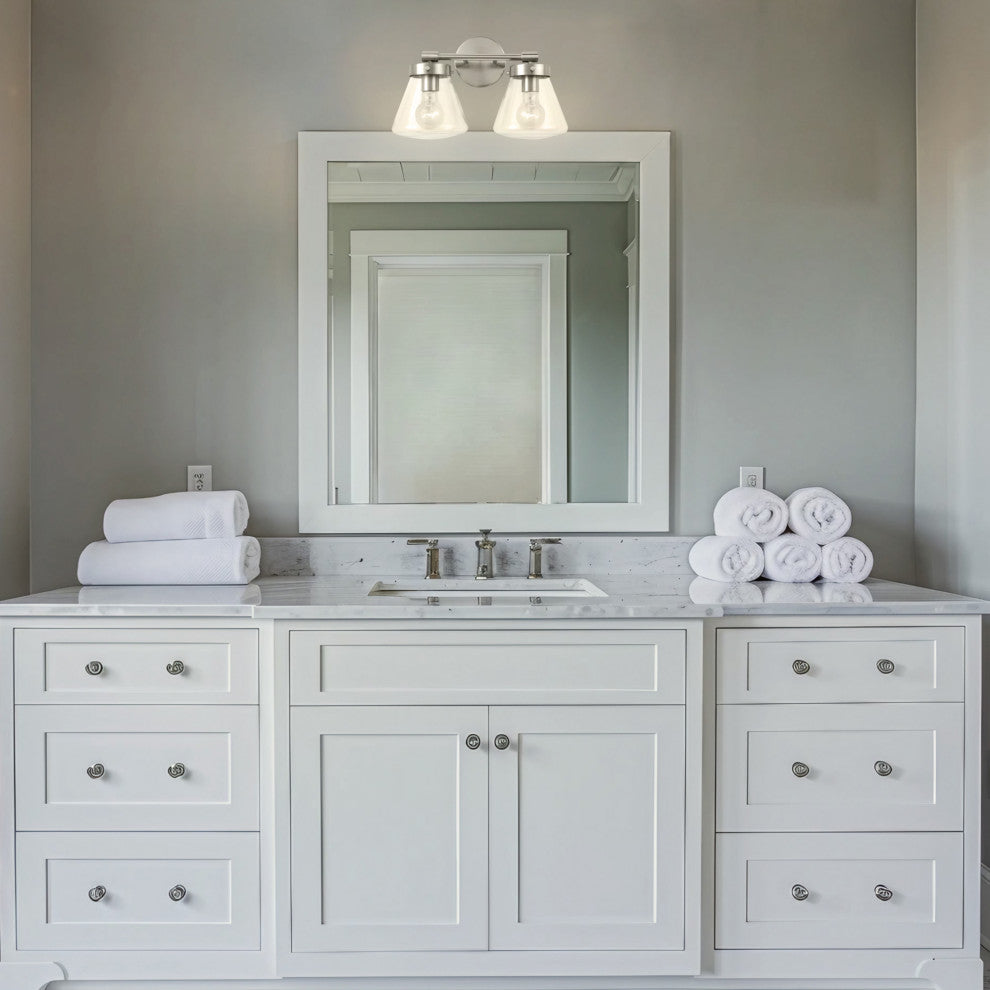 2-light Modern Farmhouse Nickel Vanity Light Wall Sconce