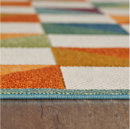 3"x5" Orange Gray Triangle Indoor Outdoor Area Rug