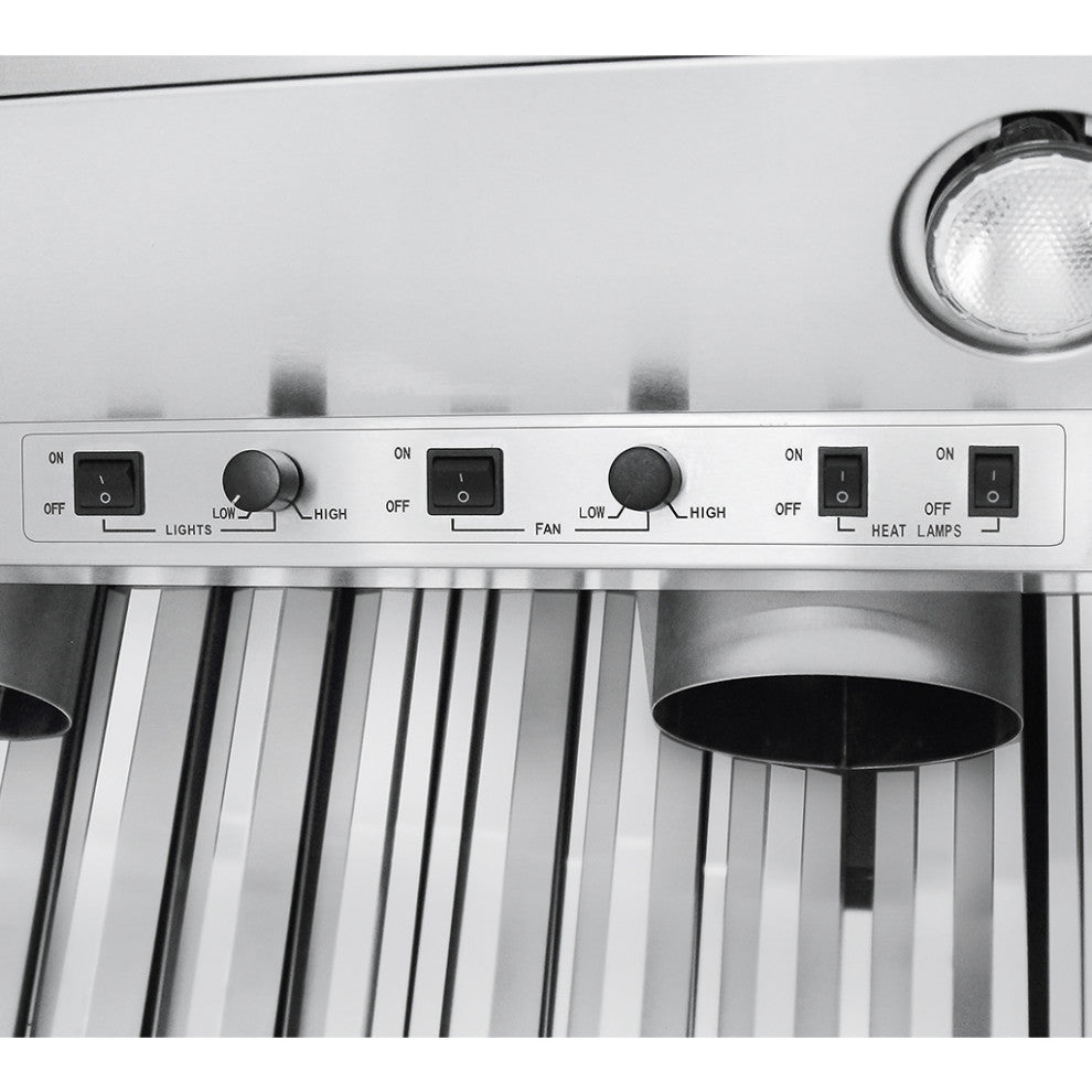 Proline PROV Wall Range Hood w/Chimney & Heat Lamps, 48