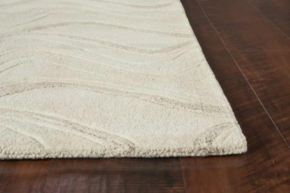 HomeRoots 5'x8' Ivory Hand Tufted Abstract Waves Indoor Area Rug