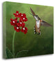 "Hummer And Red Flowers" By Julie Peterson, Giclee Print on Gallery Wrap Canvas