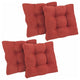 19" Squared Microsuede Tufted Dining Chair Cushion, Set of 4, Red Wine