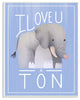 The Kids Room I Love You A Ton Elephant Blue Wall Plaque Art, 13"x19"