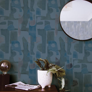 Geo Composition Peel and Stick Wallpaper, Blue