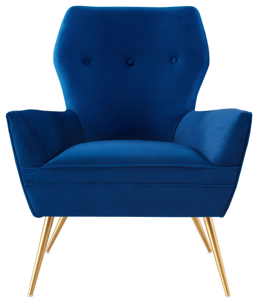 Armchair Accent Tufted Chair, Blue Navy, Velvet, Modern, Mid Century Lounge