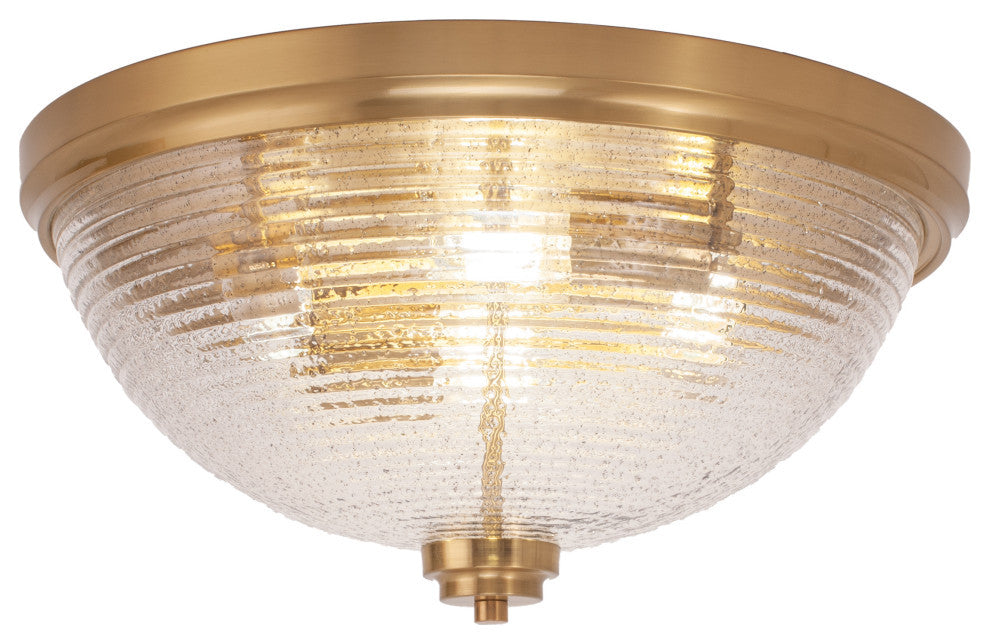 18" 4-Light Flush Mount Light, New Age Brass/Smoke Ribbed
