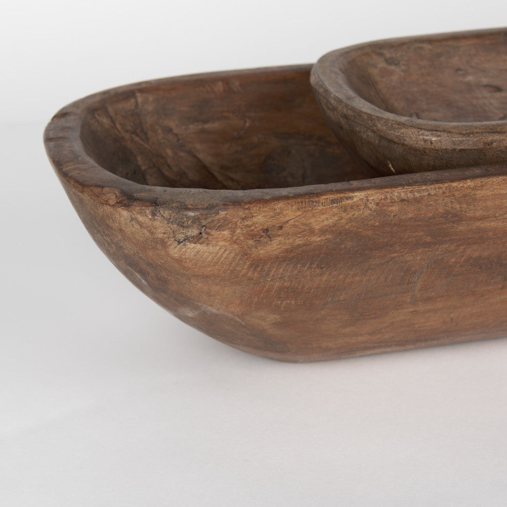 Athena Set of 2 Extra Large Medium Brown Reclaimed Wood Trays