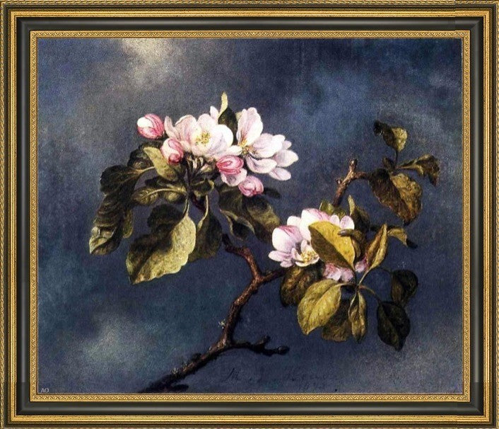 Martin Johnson Heade Apple Blossoms Framed Premium Canvas Print, 20"x25"