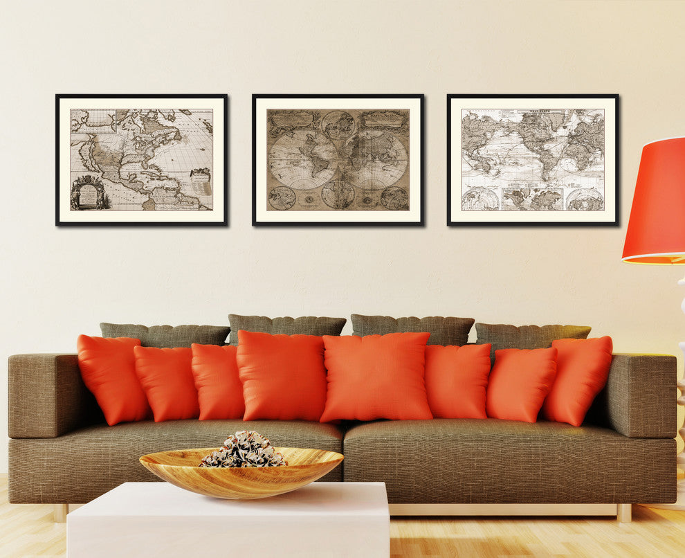 World Vintage Sepia Map Canvas Print, 16"x21"