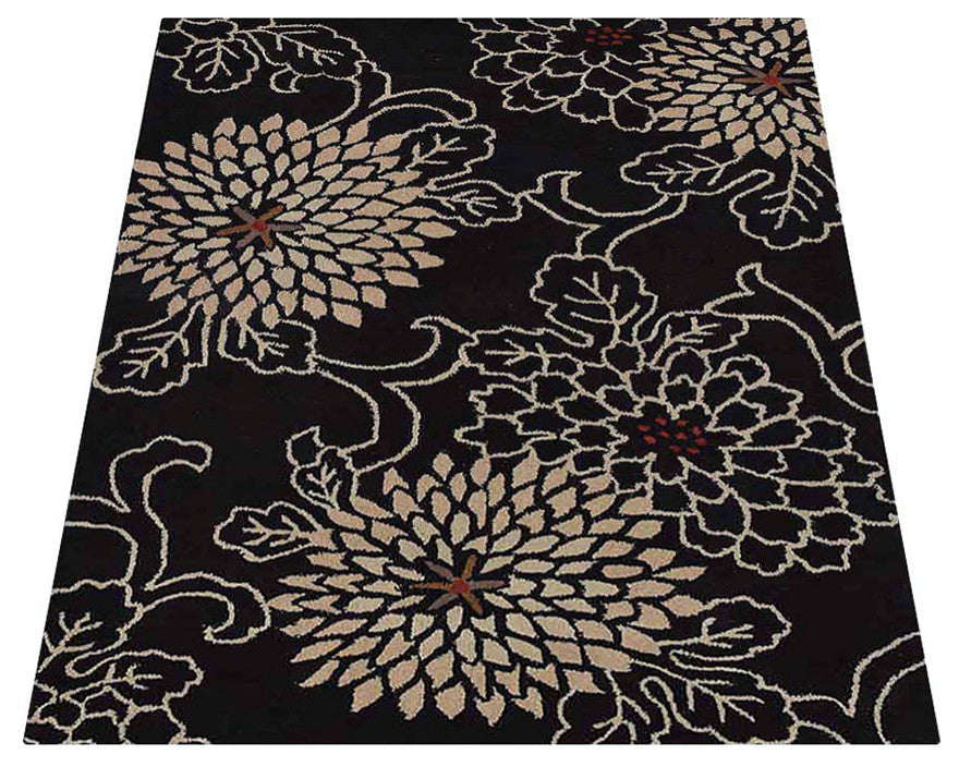 HAND TUFTED WOOL ECO-FRIENDLY AREA RUGS - Rectangle,Black,Oriental