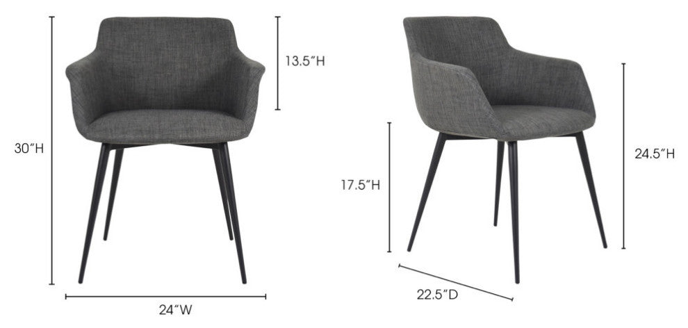 Ronda Arm Chair Gray, Set of 2
