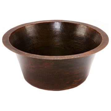 Premier Copper Products BR16DB3 16" Round Copper Prep Sink w/ 3.5" Drain Opening