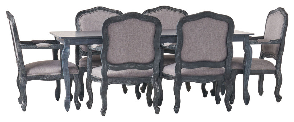 Bonview Fabric Upholstered Wood Expandable 7-Piece Dining Set, Gray