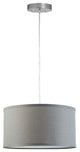 Messina 1-Light Drum Pendant Lamp With Chrome Canopy, Heather Gray