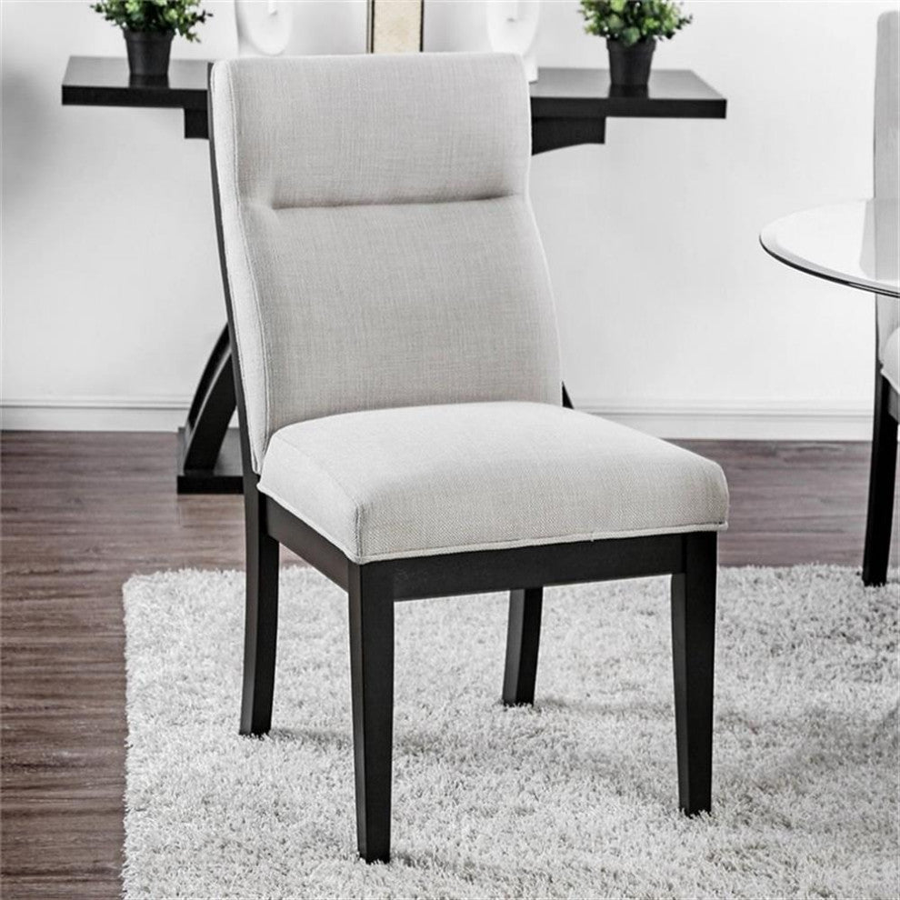 Furniture of America Andy Fabric Padded Dining Side Chair in Beige (Set of 2)