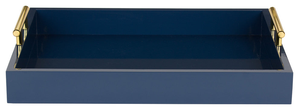 Lipton Decorative Wood Tray with Metal Handles, Blue/Gold