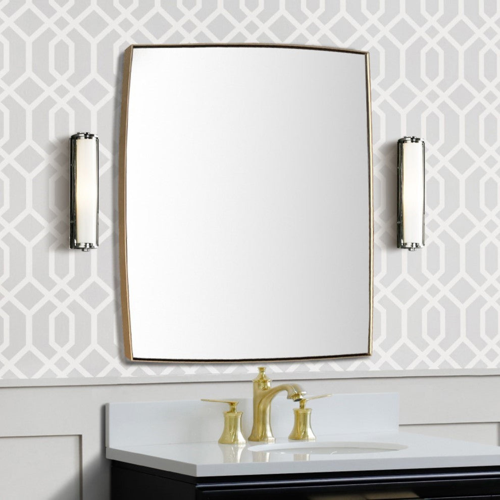 Rectangular Metal Frame Mirror, Brushed Gold