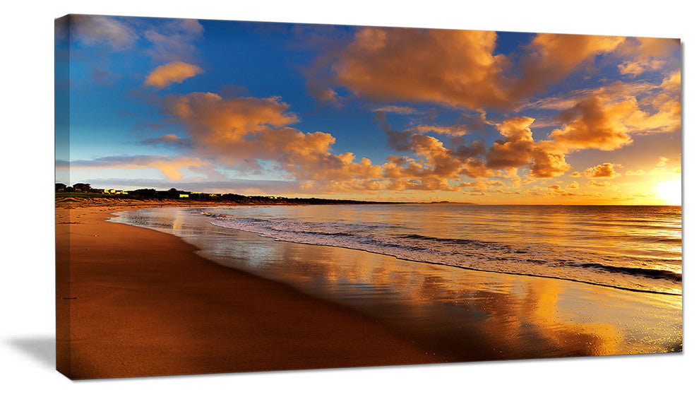 Colorful Sunset on the Beach, Landscape Canvas Art Print, 32"x16"