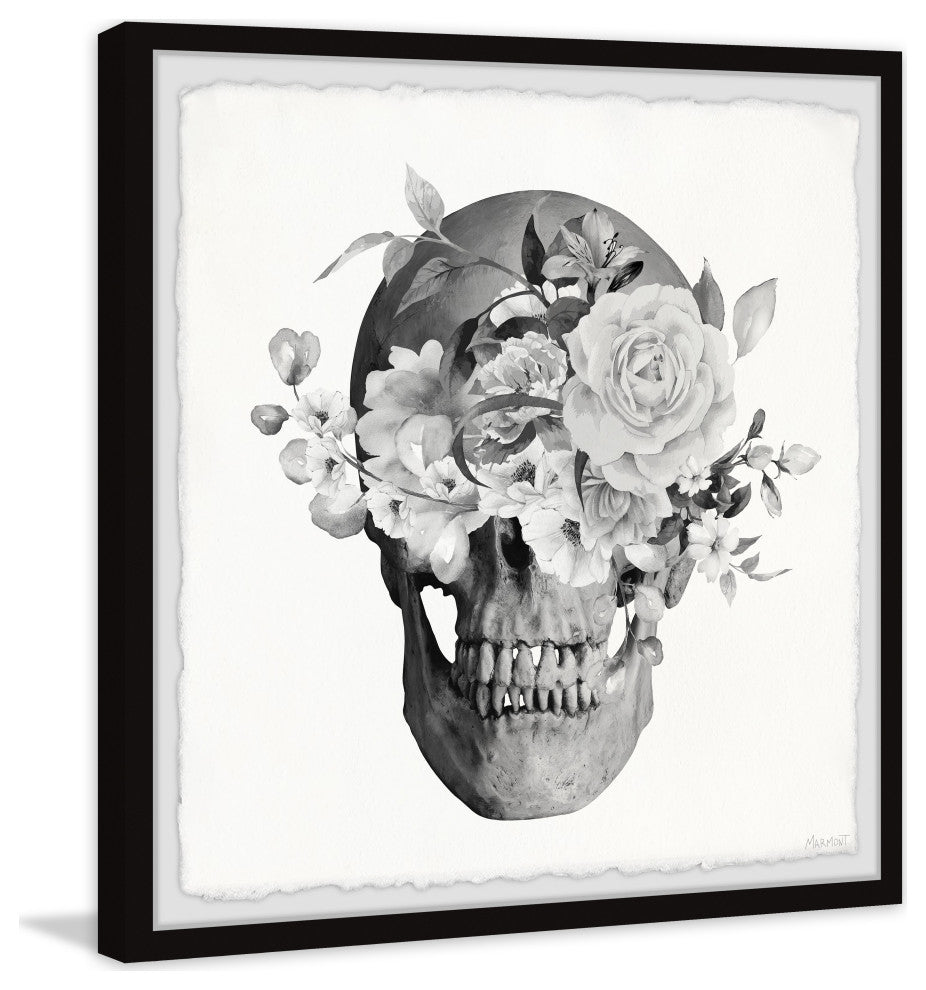 "Roses and Skull" Framed Painting Print, 32x32