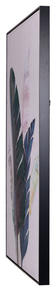 Colorful Palms I Art Print on Canvas- Hunter Green, Dark Blue, Pastel Framed