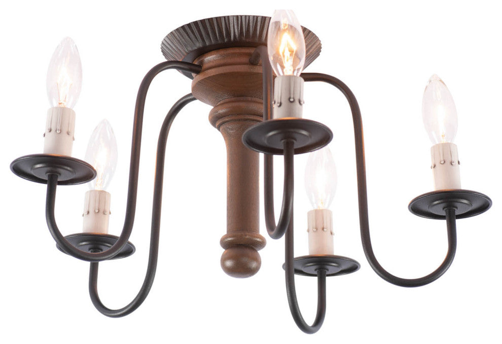 Irvins Country 5 Light Berkshire SemiFlush Mount Wood Ceiling Light Rustic Brow