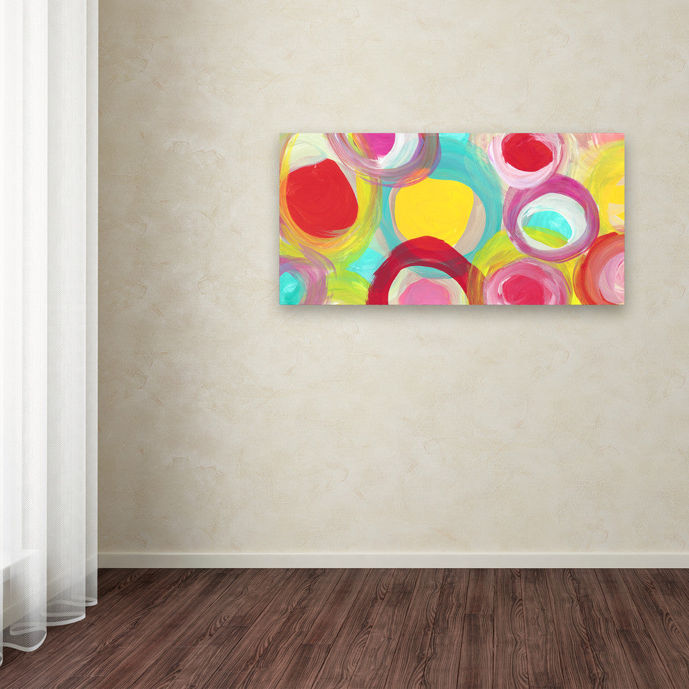 'Colorful Sun Circles Panoramic 2' Canvas Art, 47x24