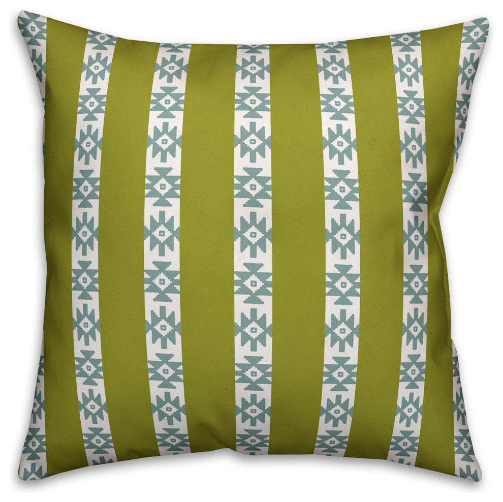 Southwestern Pattern, Green and Blue Throw Pillow, 16"x16"