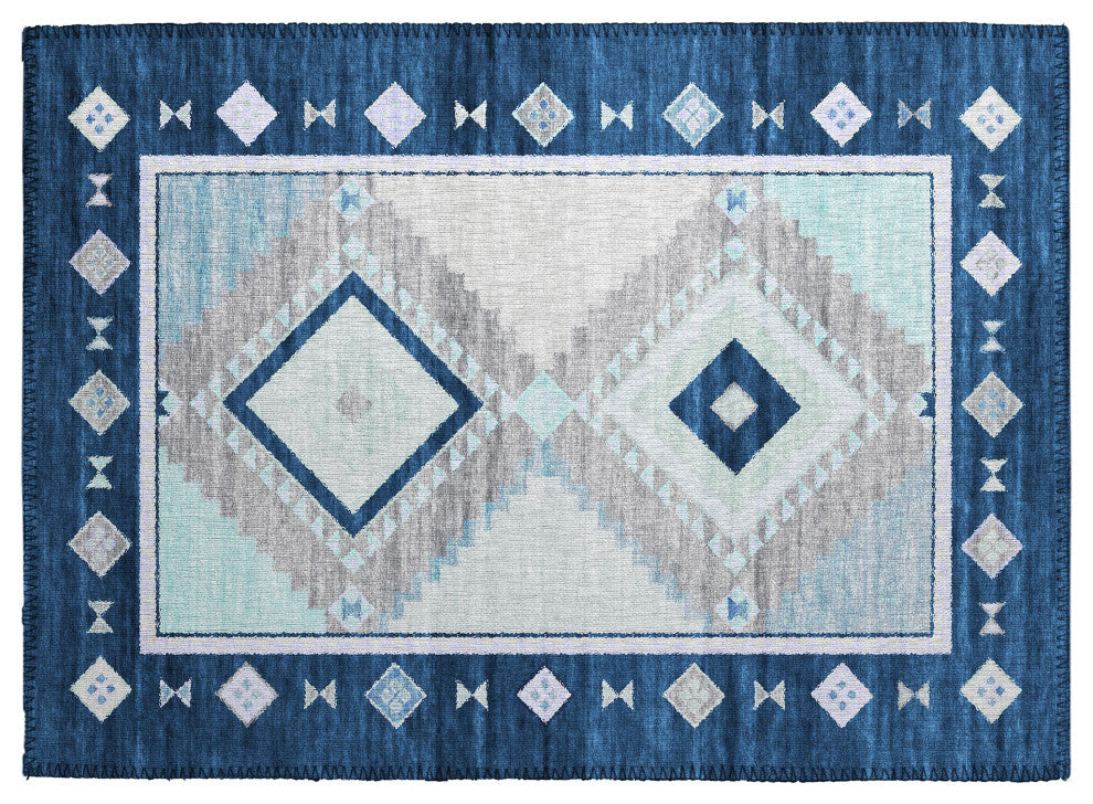 Indoor/Outdoor Phoenix PH2 Denim Machine Washable 1'8" x 2'6" Rug