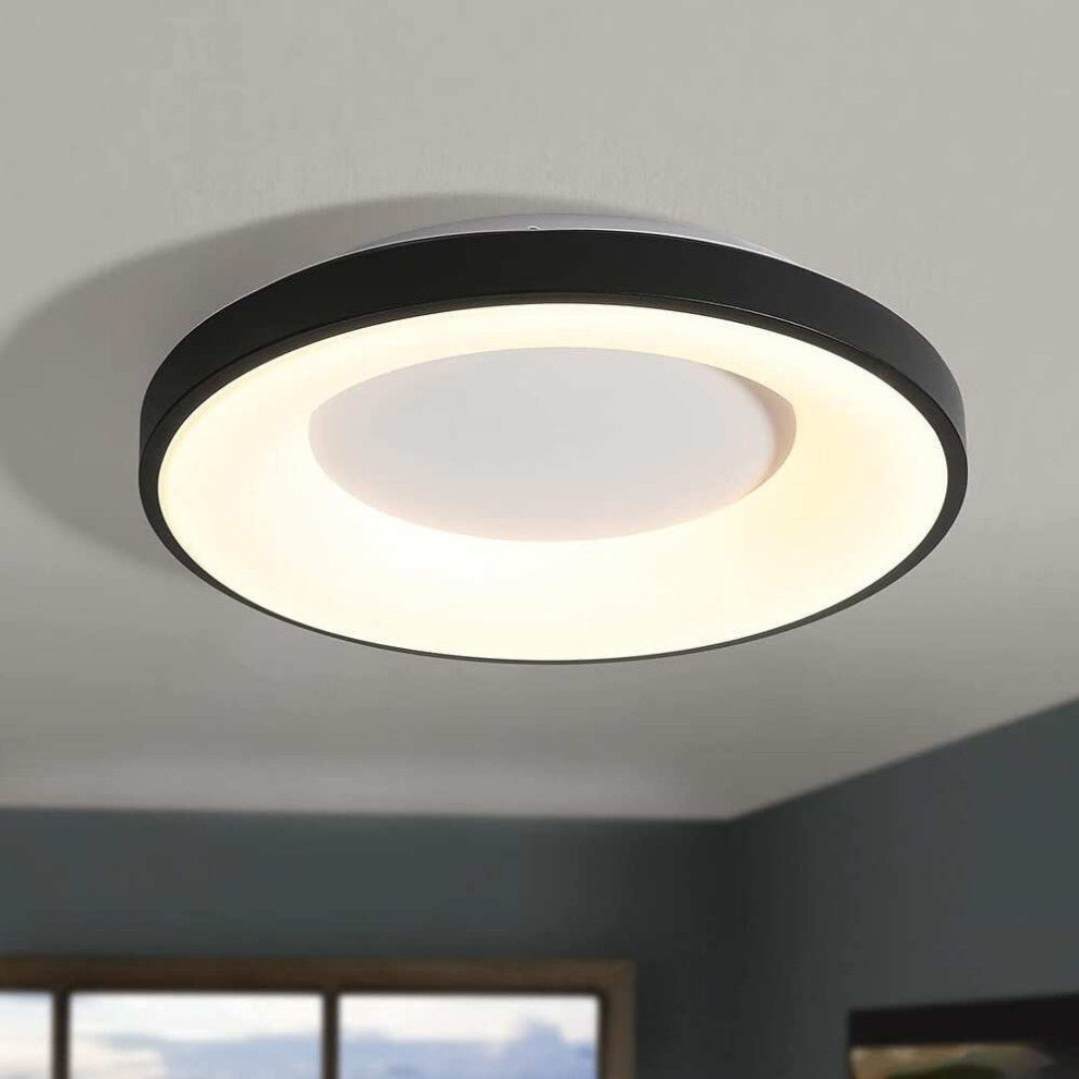 Black Flush Mount Ceiling Light 15" Circle Modern Ceiling Lamp