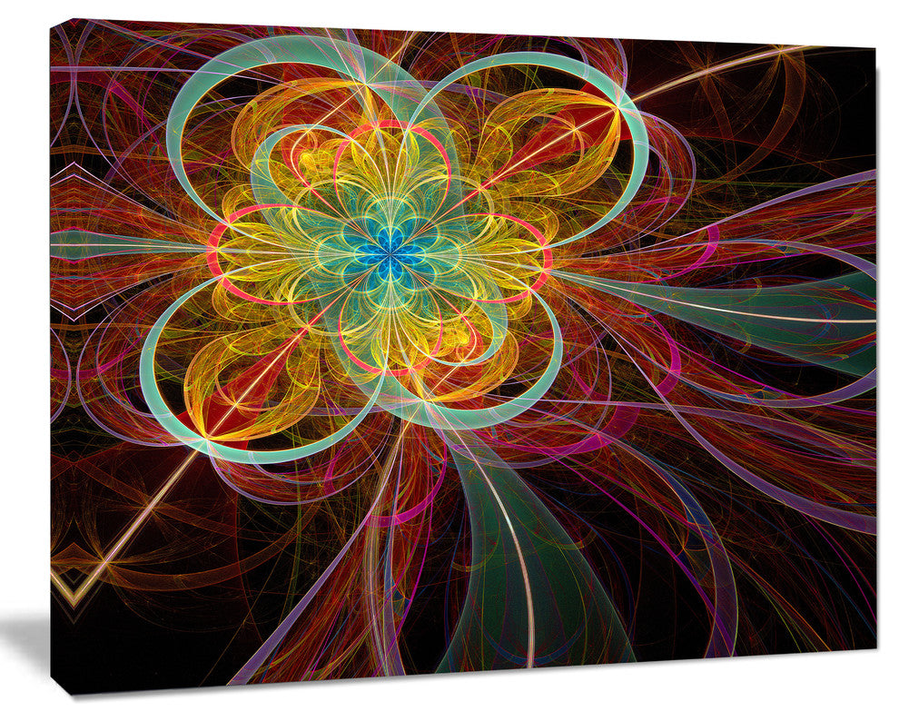 Colorful Red Fractal Flower, Abstract Canvas Art Print, 20x12