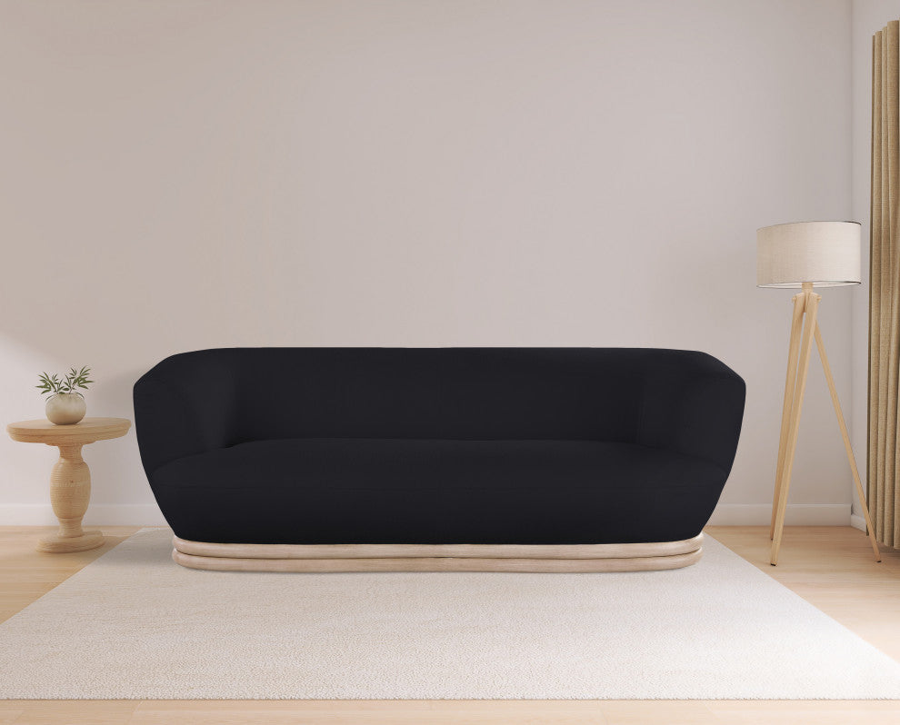Kipton Boucle Fabric Upholstered Sofa, Black