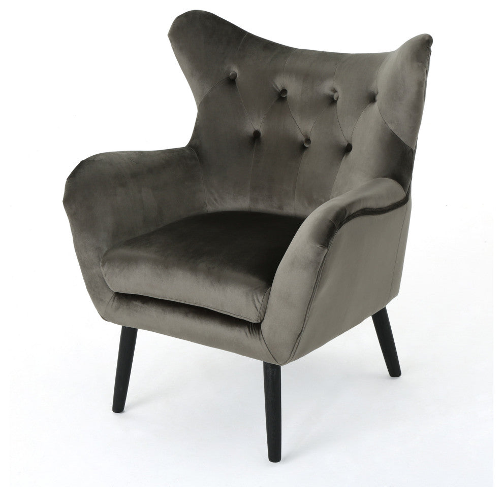GDF Studio Ashton Mid Century New Velvet Armchair, Gray