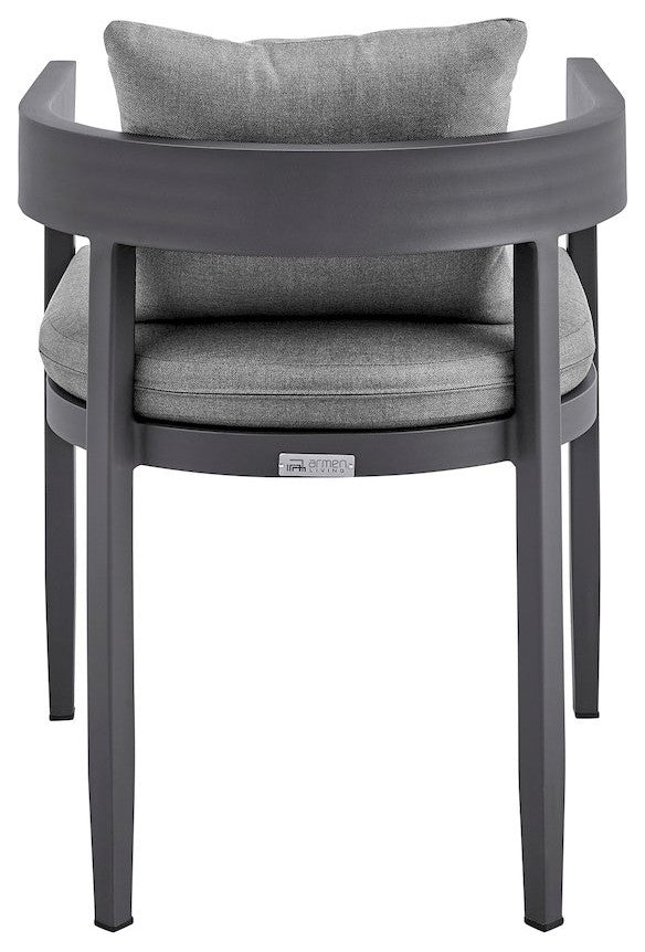 Menorca Outdoor Patio Dining Chairs in Aluminum with Gray Cushions - Set of 2
