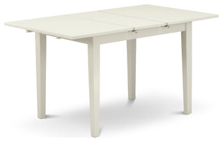 5-Pc Wood Dinette Set 4 Dining Chairs, Butterfly Leaf Table, Linen White