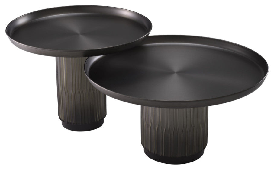 Black Gunmetal Coffee Tables Set, 2, Eichholtz Zachary