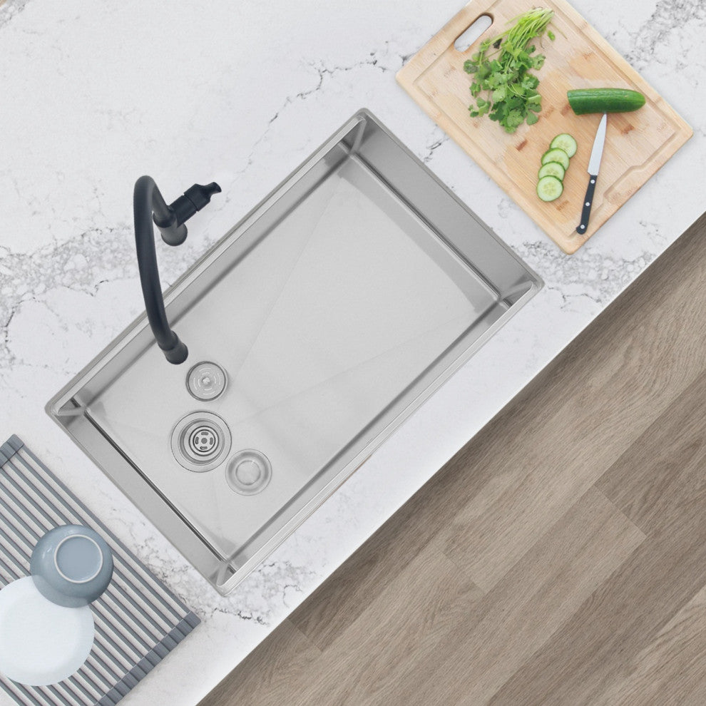 SYLISH 30"L x 19"L Single Bowl Undermount 16G Workstation Kitchen Sink