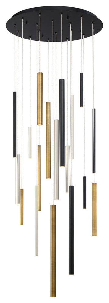 Santana Clustered Tubes 18 LED Chandelier, Triple Finish