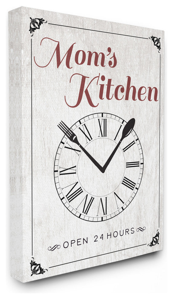 Mom's Kitchen Open 24 Hours  Stretched Canvas Wall Art, 30x40
