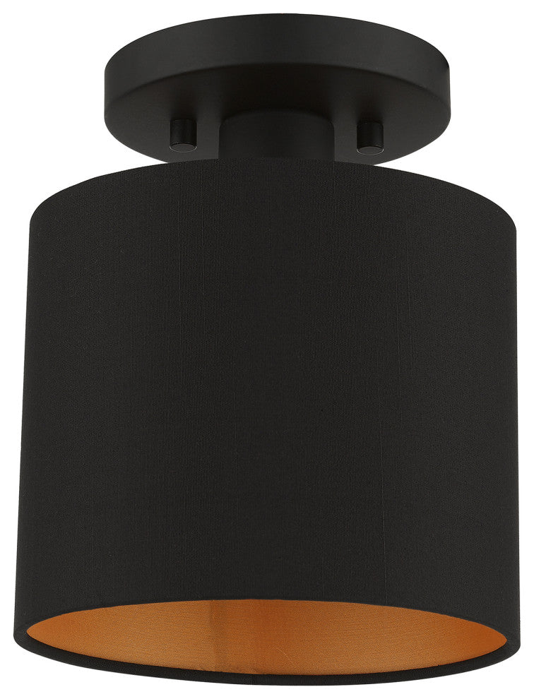 LIVEX LIGHTING 45084-04 1 Light Black Petite Semi-Flush