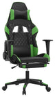 vidaXL Massage Gaming Chair With Footrest Black and Green Faux Leather