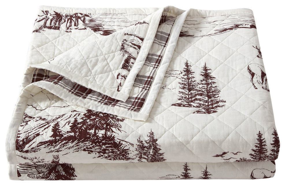 White Pine Reversible Quilt Set, Full/Queen, White, 3PC
