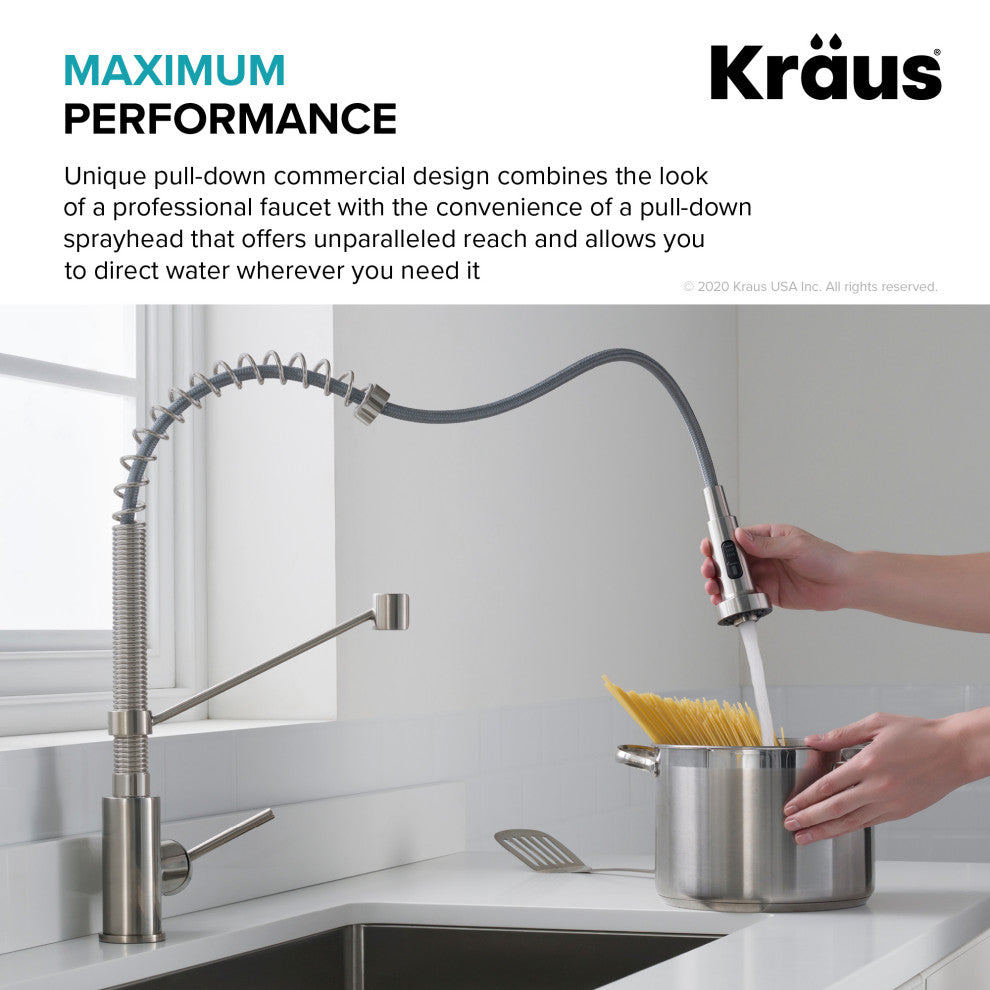 Bolden Commercial Style 2-Function Pull-Down 1-Handle 1-Hole Kitchen Faucet, Spot Free Antique Champagne Bronze W/ Water Filter Dispenser