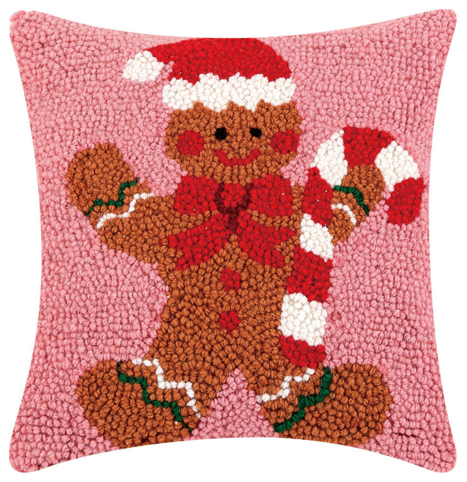 Gingerbread Man W/Candycane Hook Pillow