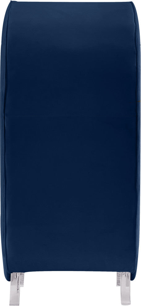 Crescent Velvet Upholstered Rounded Accent Chair, Navy