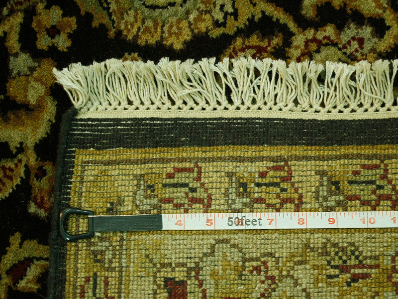 Hand-Knotted Black Agra Design Oriental Rug, 6x6'' Square
