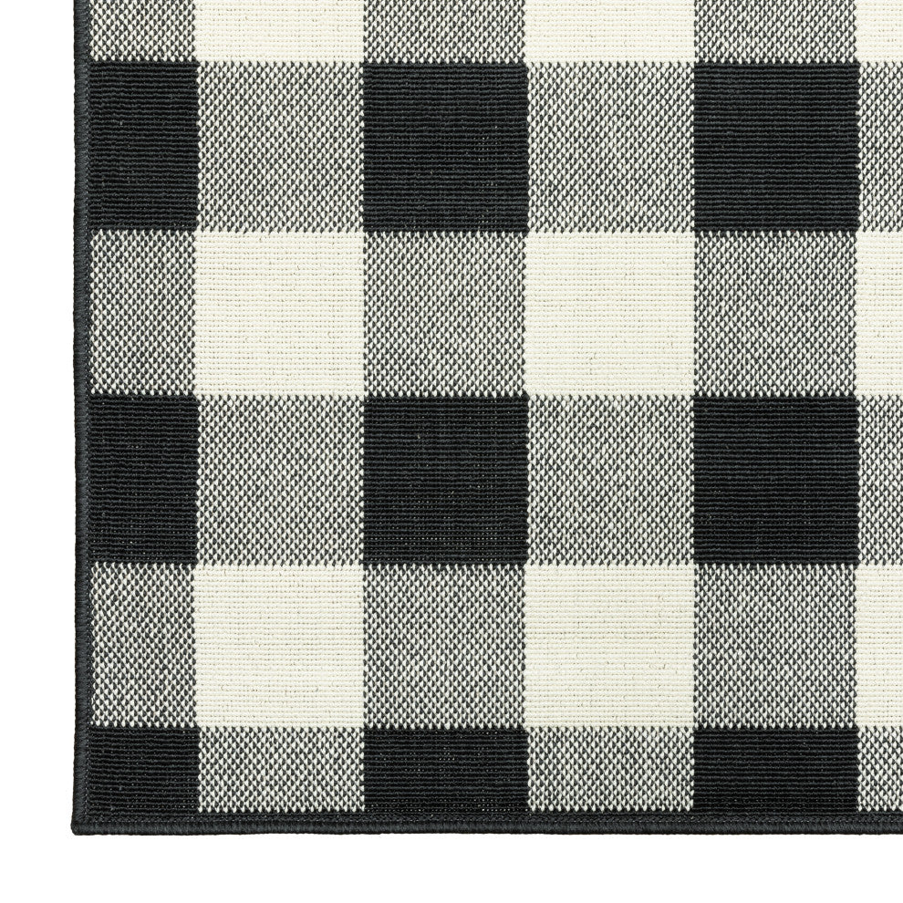 Oriental Weavers Marina Black/ Ivory Geometric Indoor/Outdoor Rug 7'10"X10'10"