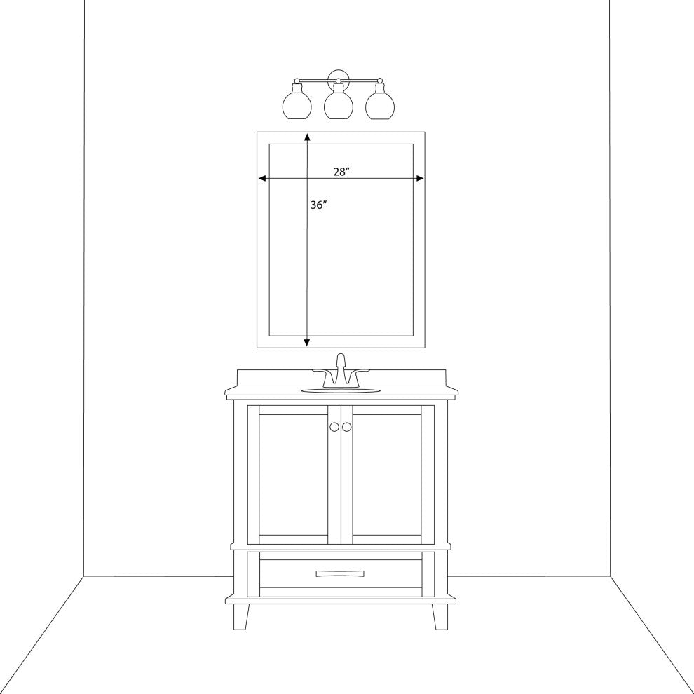 Meade Framed Wall Mirror, White, 28"x36"