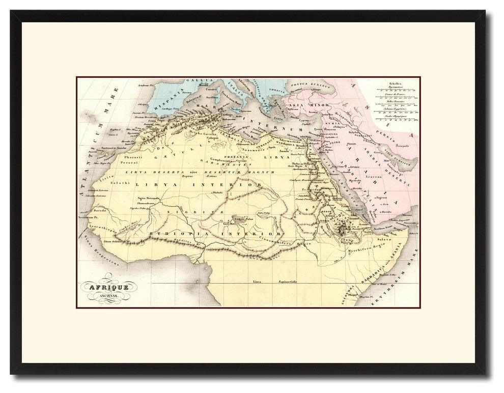 Ancient Africa Vintage Antique Map Wall Art, 16"x21"