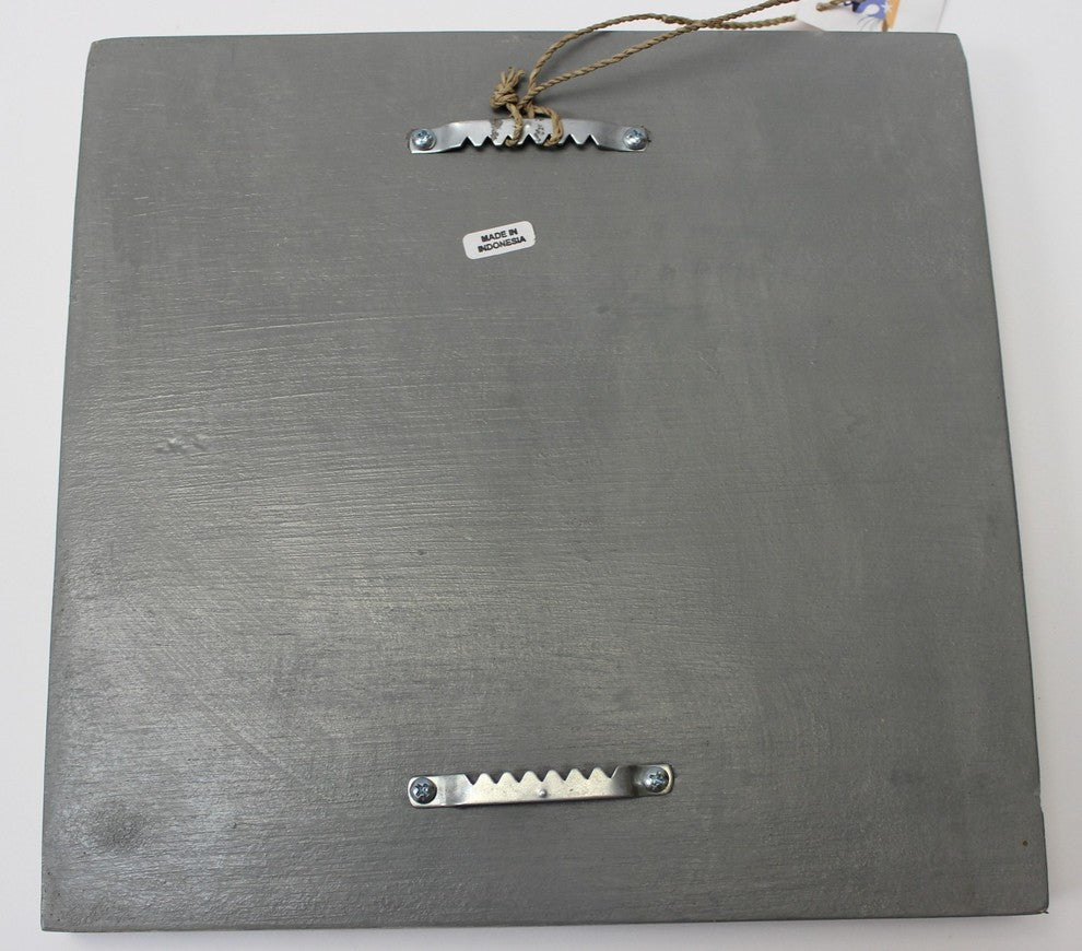 Crab Carved Wood Two Dimensional Gray Washed Wall Plaque 10 Inches