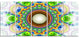 Green Fractal Circles and Waves, Abstract Canvas Art Print, 60"x28", 5 Panels